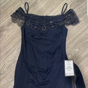 Xscape Midnight Blue Embellished Maxi Dress